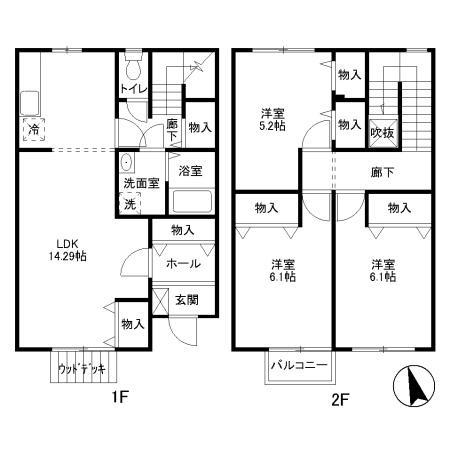 フレックス西城南　Ｃ(3LDK)の間取り写真