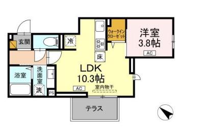 D-ROOM神明町Ⅱ B(1LDK/1階)の間取り写真