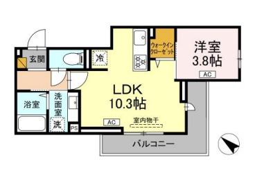 D-ROOM神明町Ⅱ B(1LDK/2階)の間取り写真