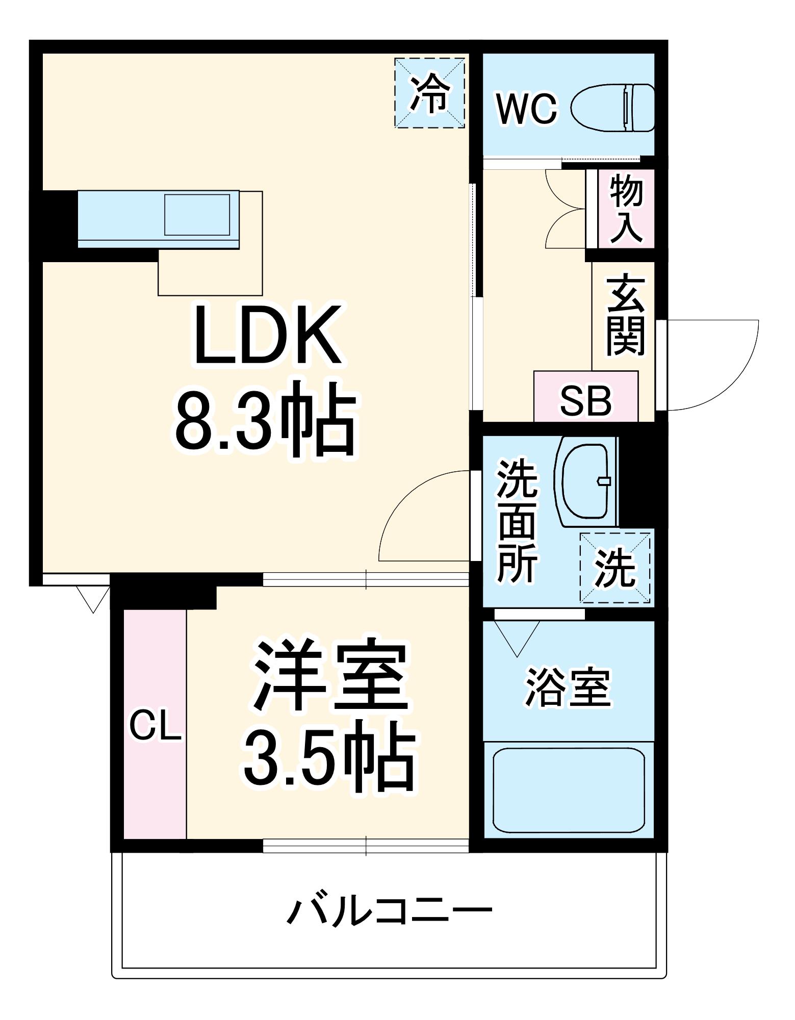 メゾン・ドゥ・アッシュ市川Ⅱ(1LDK/2階)の間取り写真