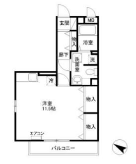 ローテ・ローゼ(ワンルーム/1階)の間取り写真