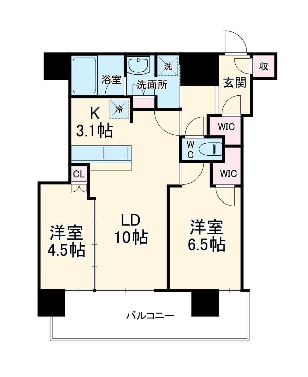 NAGOYA THE TOWER(2LDK/4階)の間取り写真