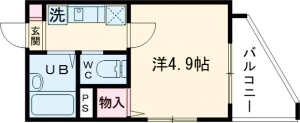 メルディア梅島2(1K/2階)の間取り写真