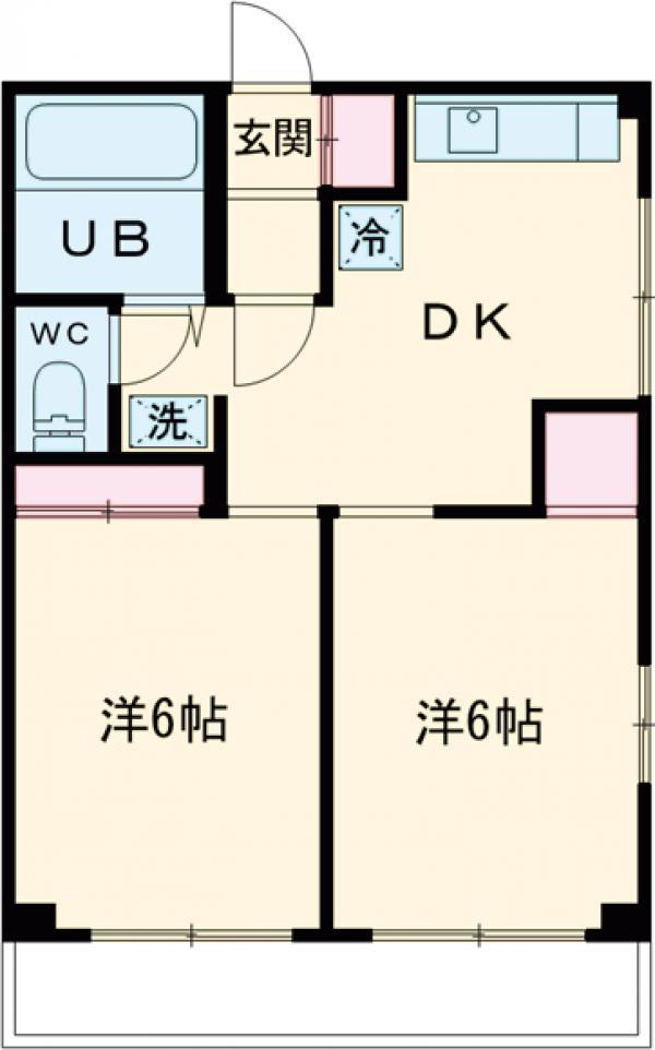ブルーパールビル(2LDK/3階)の間取り写真