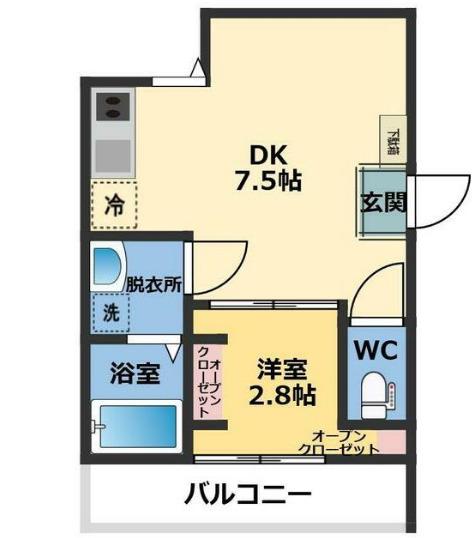 メゾン・ドゥ・アッシュ市川Ⅱ(1DK/3階)の間取り写真