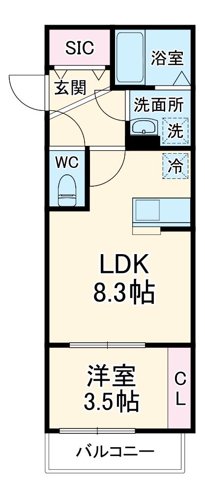 メゾン・ドゥ・アッシュ市川Ⅱ(1LDK/1階)の間取り写真