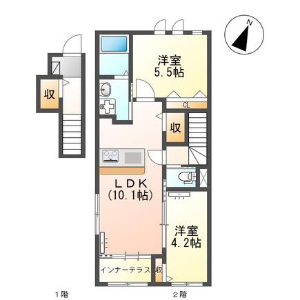 プリマヴェーラ(2LDK/2階)の間取り写真