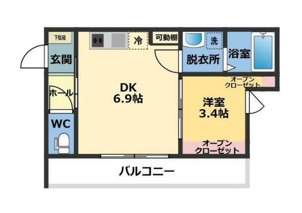 メゾン・ドゥ・アッシュ市川Ⅱ(1DK/3階)の間取り写真