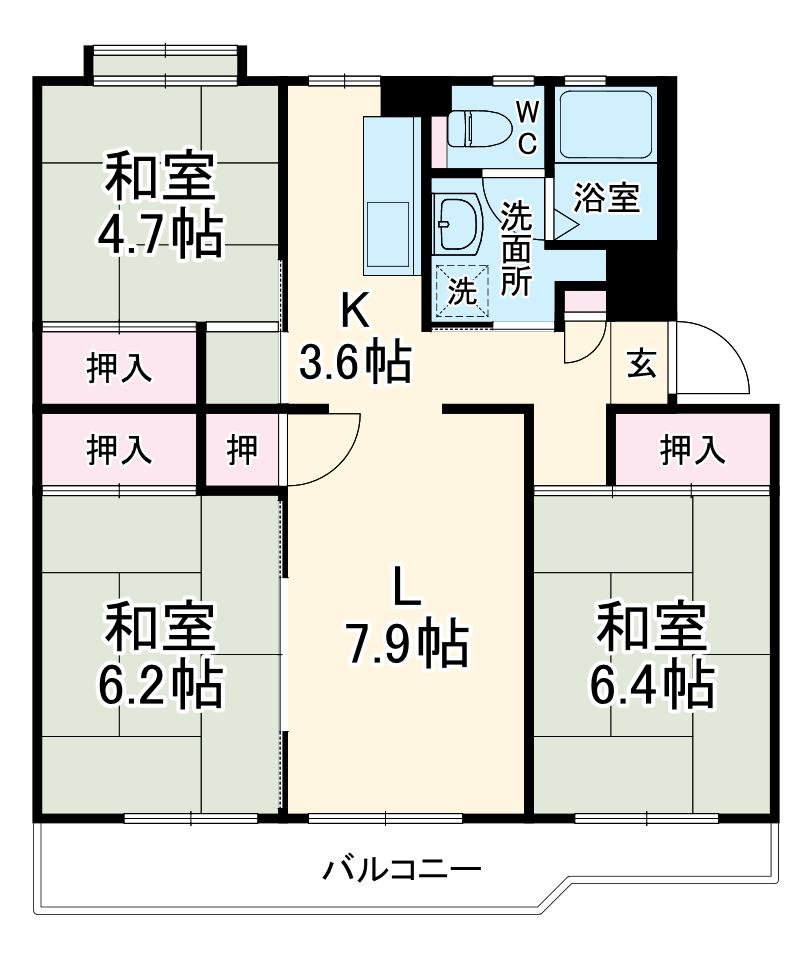 花見川ライオンズプラザ5号棟(3LDK/1階)の間取り写真