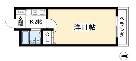 風良都Ⅱ番館(1K/5階)の間取り写真