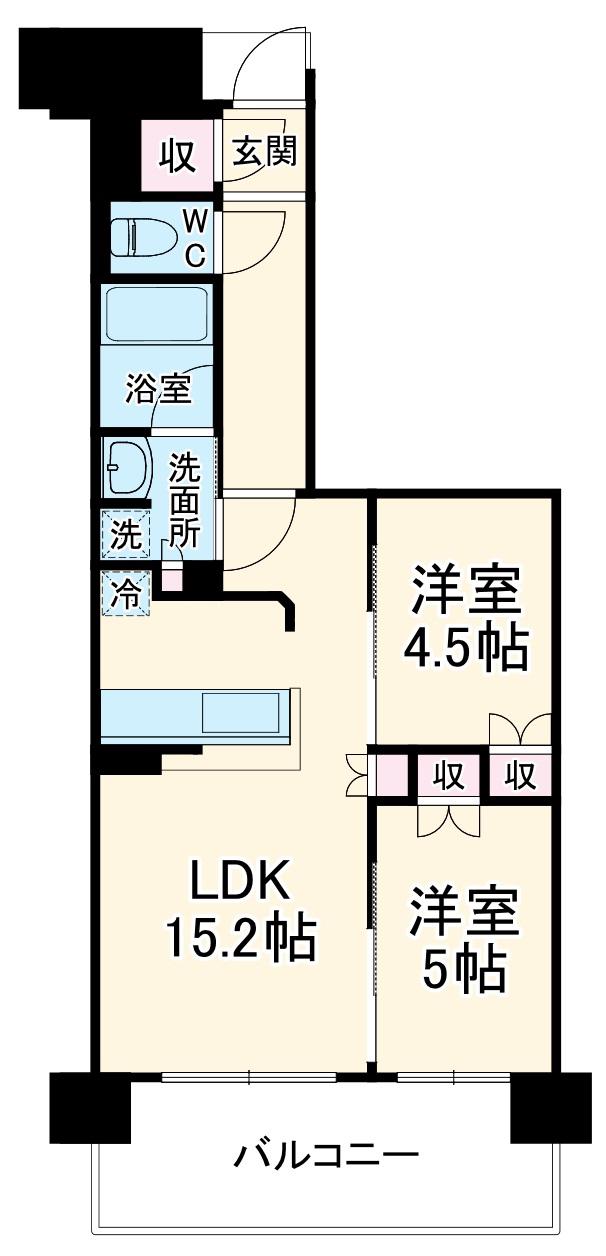 シエリアシティ千里山D棟(2LDK/2階)の間取り写真