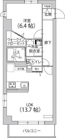 リベルテ甲州街道(1LDK/4階)の間取り写真