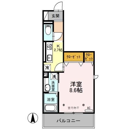 プレミストⅢ(1K/3階)の間取り写真