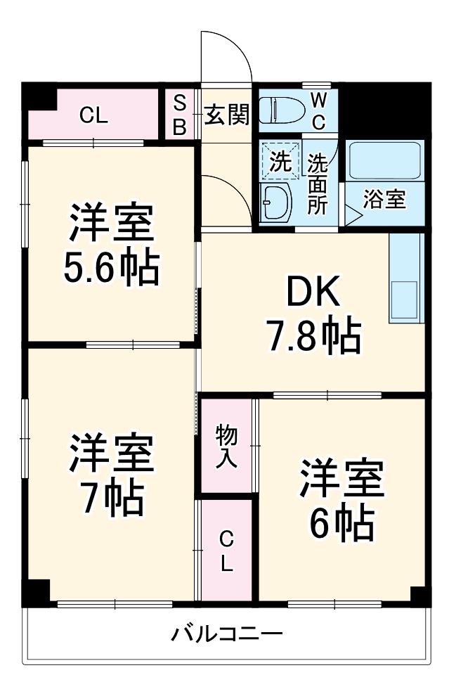 ペアパーク2(3DK/1階)の間取り写真