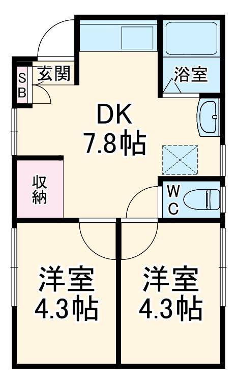 総武本線 横芝駅 徒歩25分 1階建 築7年(2DK)の間取り写真