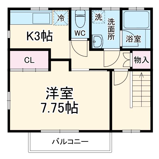 レジデンスおゆみ野B(1K/2階)の間取り写真