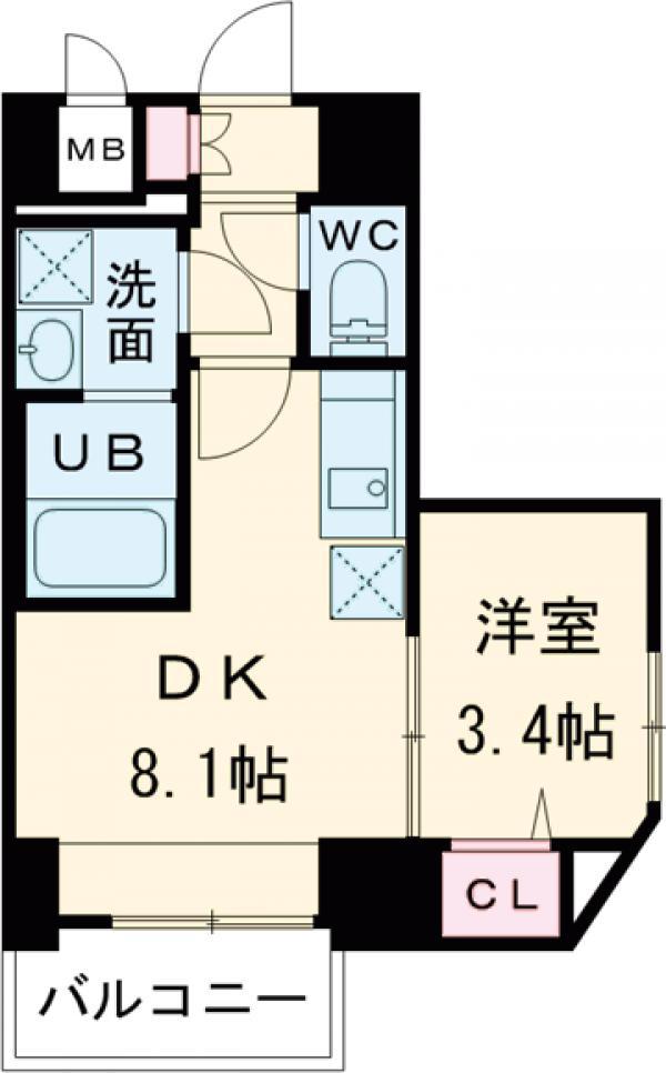 S-RESIDENCE目黒大岡山BRESA(1LDK/2階)の間取り写真