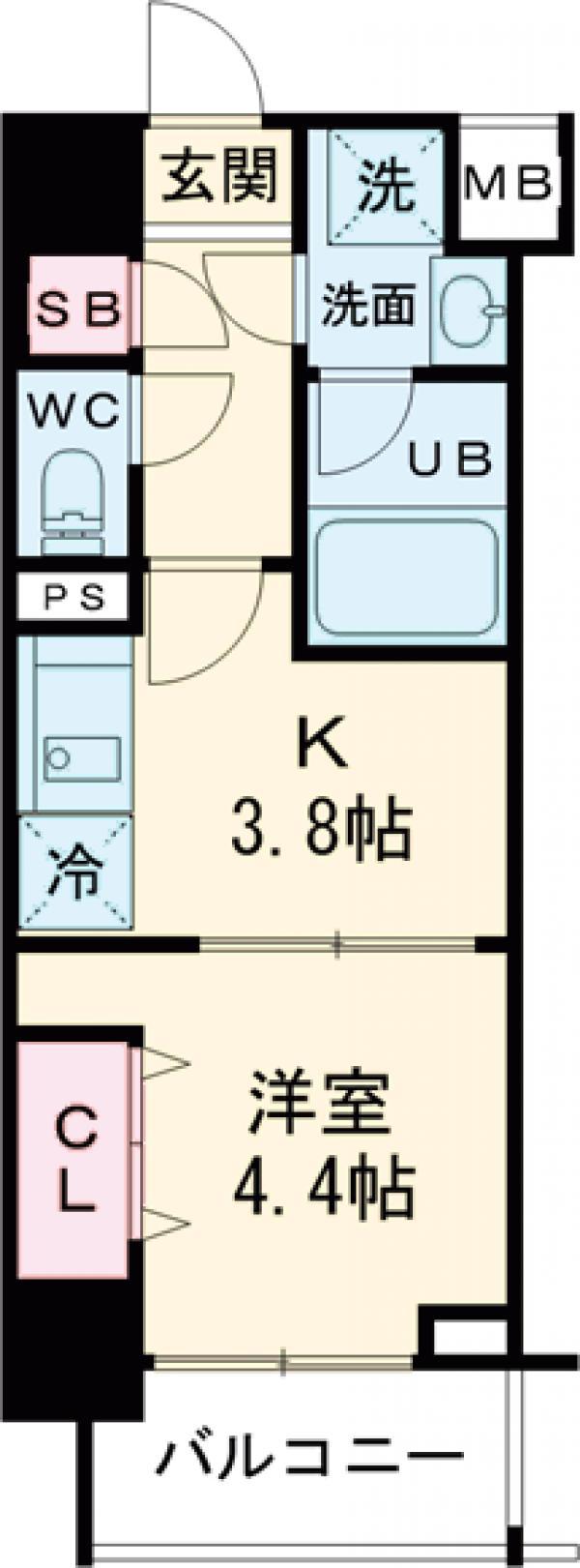 GENOVIA木場Ⅱ(1DK/7階)の間取り写真