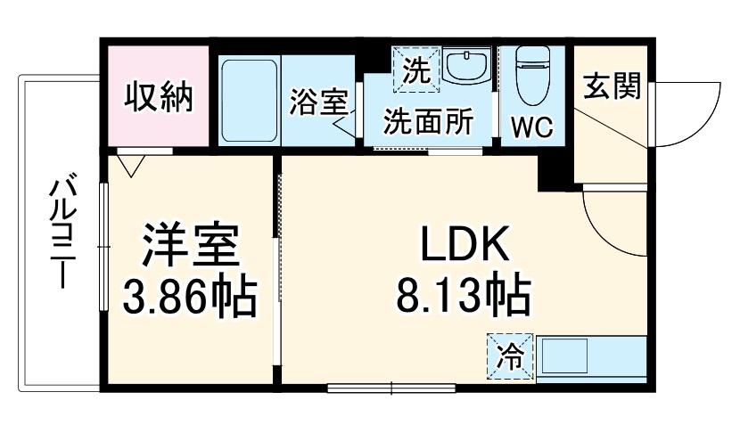 AJOUR新松戸02(1LDK/1階)の間取り写真
