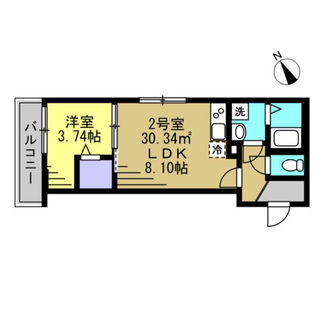 AJOUR新松戸02(1LDK/2階)の間取り写真