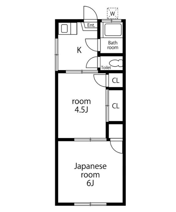第2海望荘(2K/2階)の間取り写真