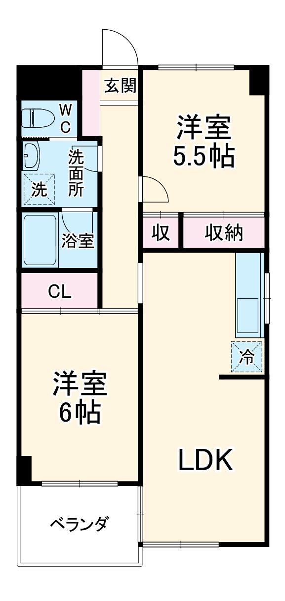 パールグリーン(3DK/4階)の間取り写真