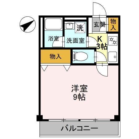 エターナル Ⅰ棟(1K/3階)の間取り写真