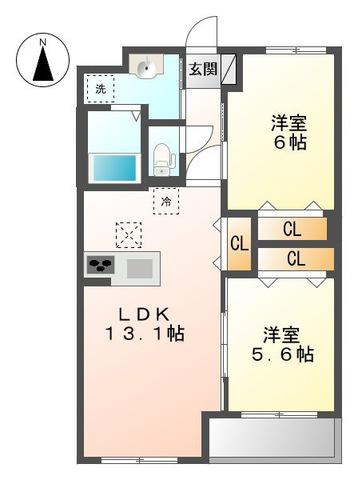 ブランメゾン(2LDK/2階)の間取り写真