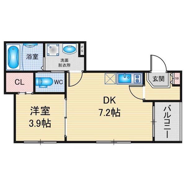 ハーモニーテラス平針Ⅰ(1DK/3階)の間取り写真