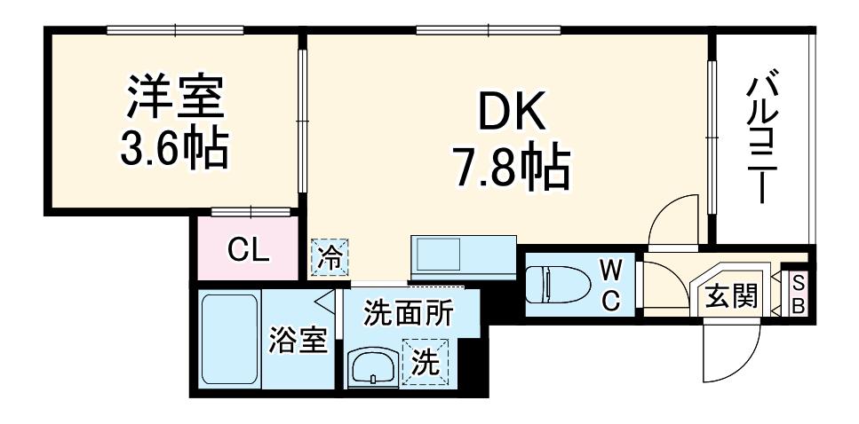 ハーモニーテラス平針Ⅰ(1DK/1階)の間取り写真