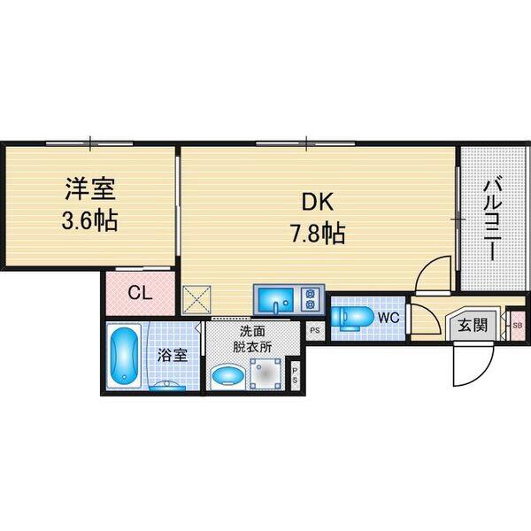 ハーモニーテラス平針Ⅰ(1DK/2階)の間取り写真