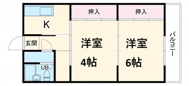 マンション杉(2K/1階)の間取り写真