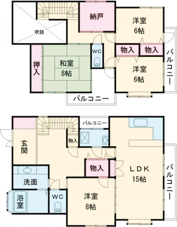 東海道本線 桂川駅(京都) 徒歩19分 2階建 築35年(4SLDK)の間取り写真