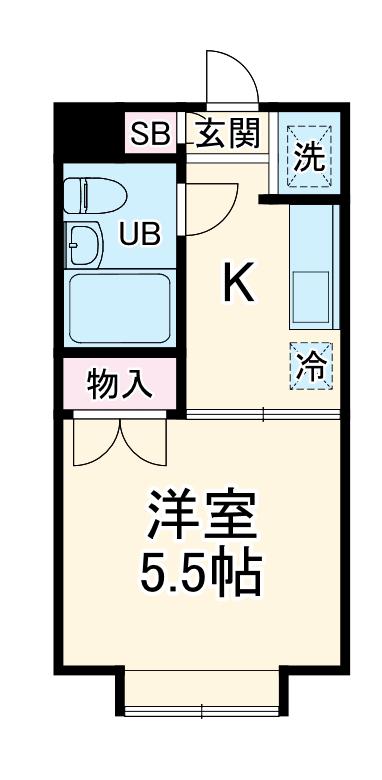 スカイコート矢部(1K/1階)の間取り写真