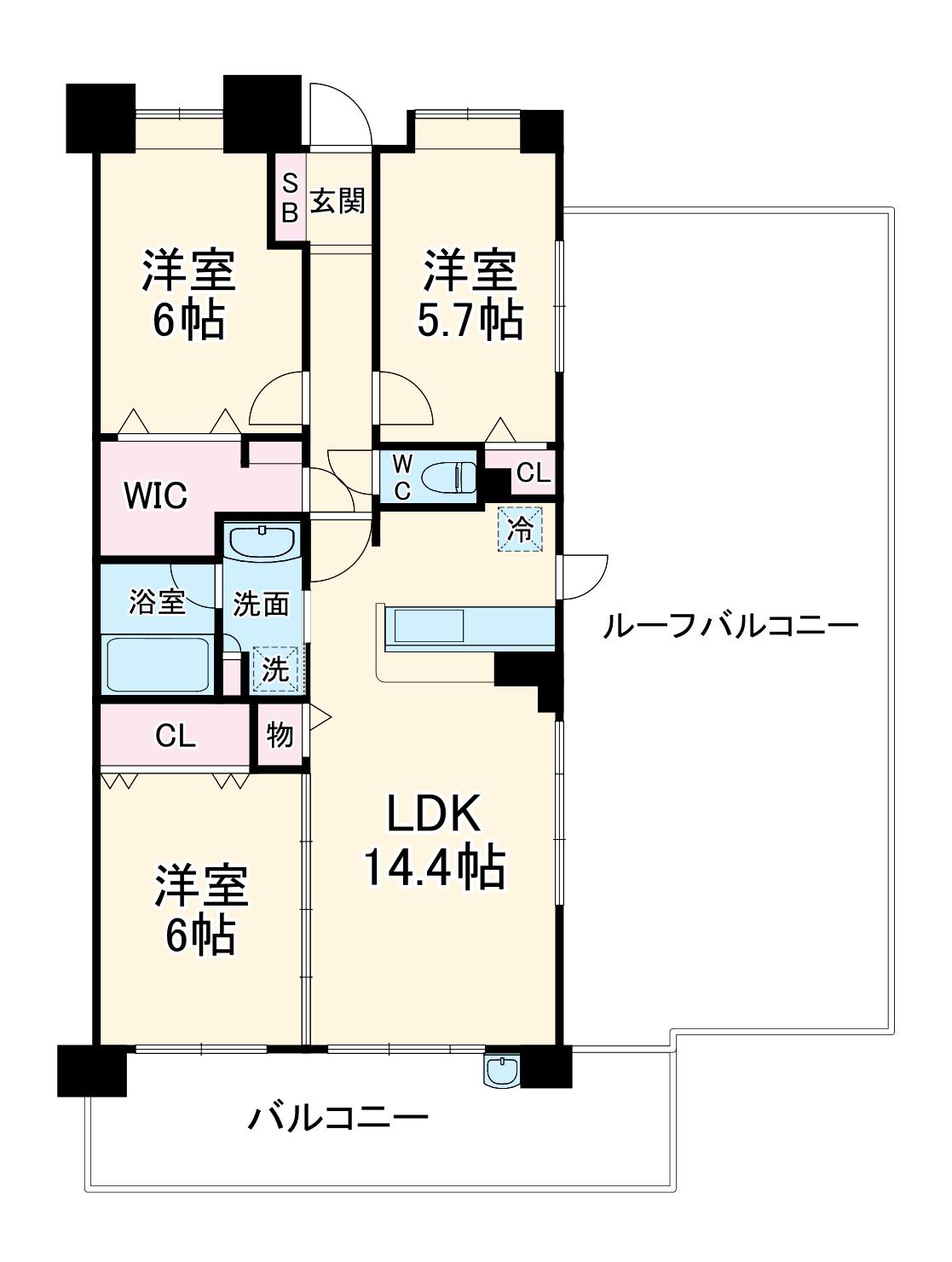 デュオガーデン柏見晴らしの丘(3LDK/5階)の間取り写真