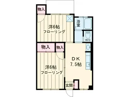セブン金子(2DK/1階)の間取り写真