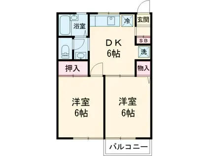 コスモクレールⅢ(2DK/1階)の間取り写真