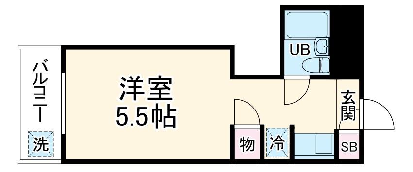 スカイコート横浜山手(ワンルーム/2階)の間取り写真