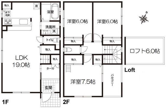 成田線 酒々井駅 徒歩17分 2階建 築7年(3LDK)の間取り写真