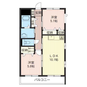 メゾングレースA(2LDK/3階)の間取り写真
