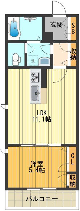 クラリス・Y(1LDK/2階)の間取り写真