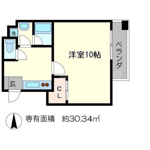 オルテンシア(1K/3階)の間取り写真