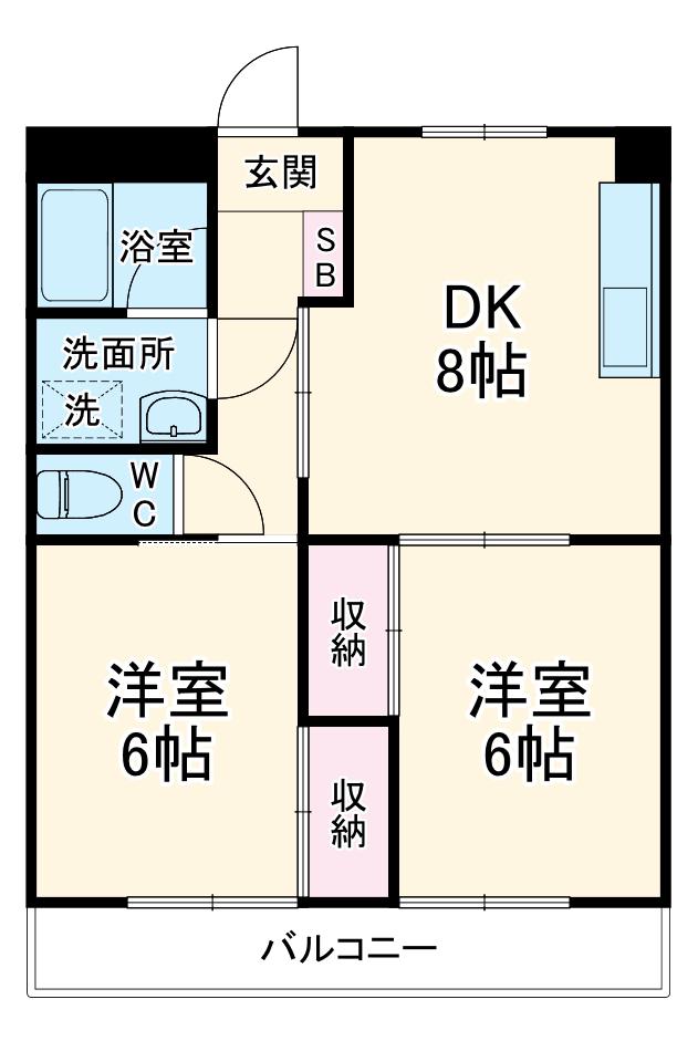 グレース犬山Ⅰ(2LDK/1階)の間取り写真