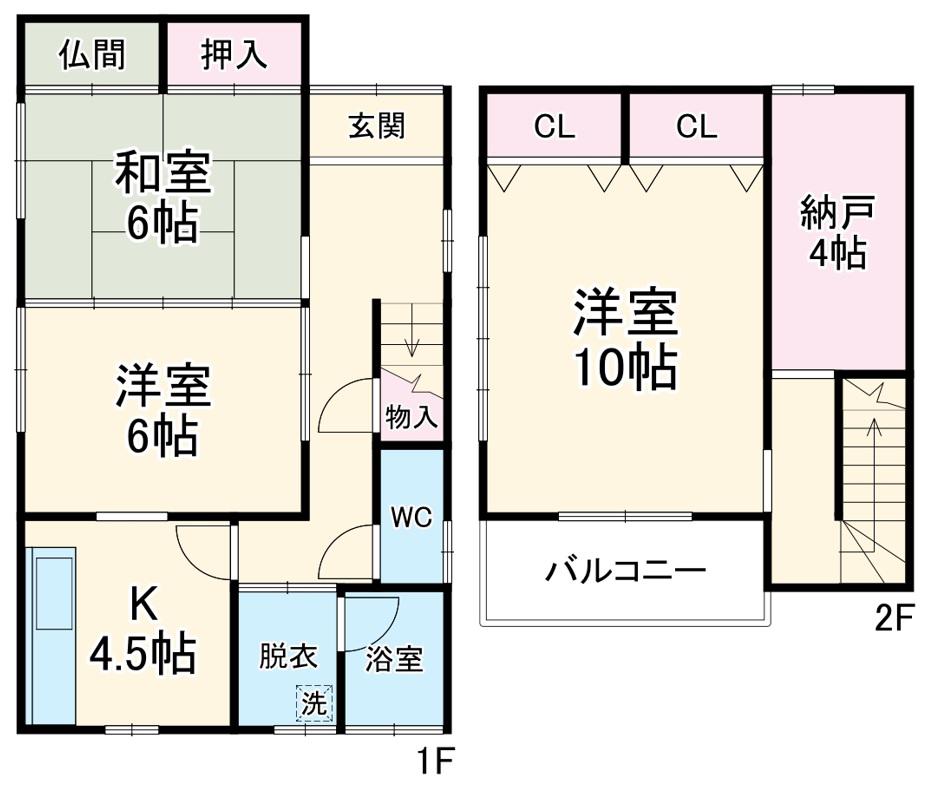 名鉄西尾線 西尾口駅 徒歩12分 2階建 築31年(3SK)の間取り写真