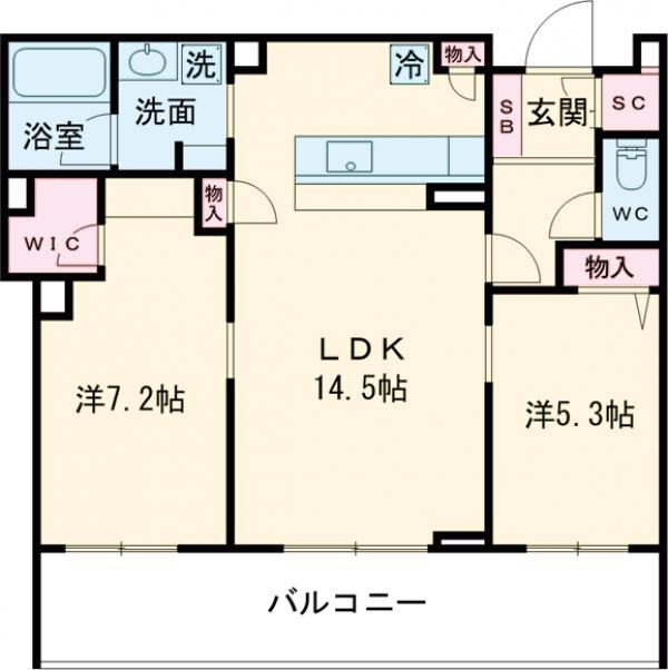 メゾン ド リーリエ(2LDK/2階)の間取り写真