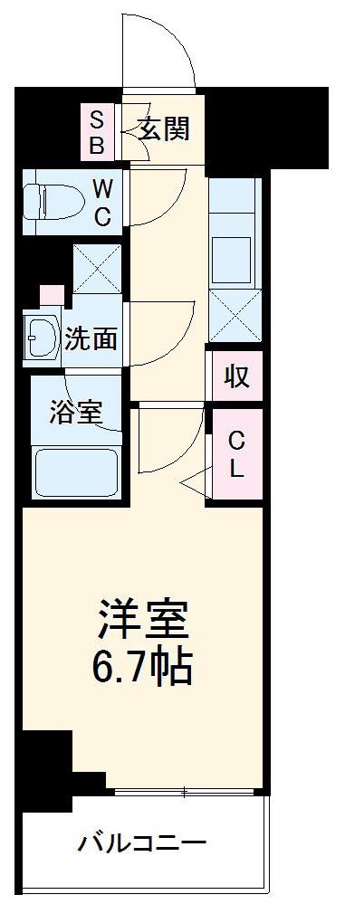 メインステージ横濱阪東橋(1K/9階)の間取り写真