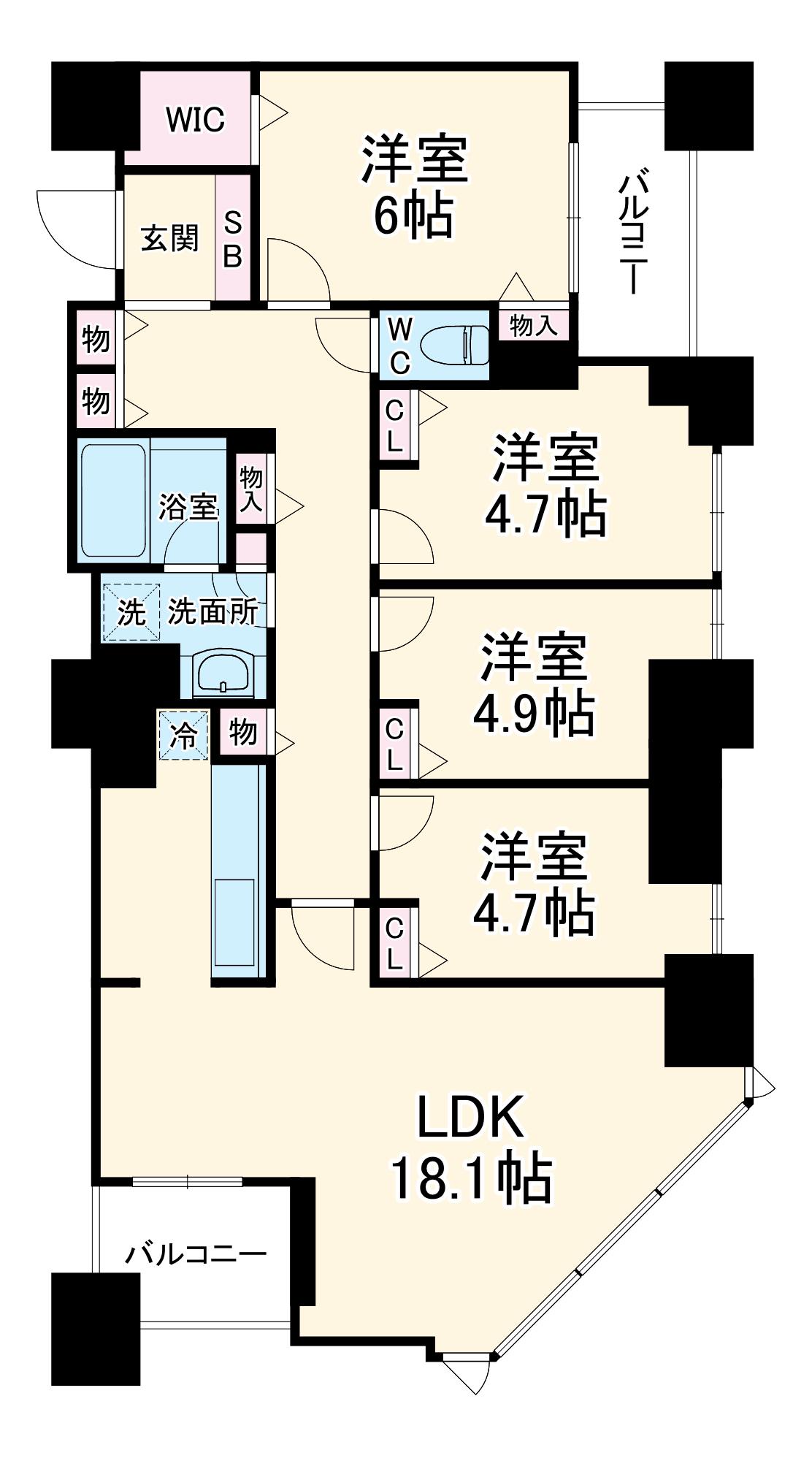 THE HASHIMOTO TOWER(4LDK/17階)の間取り写真