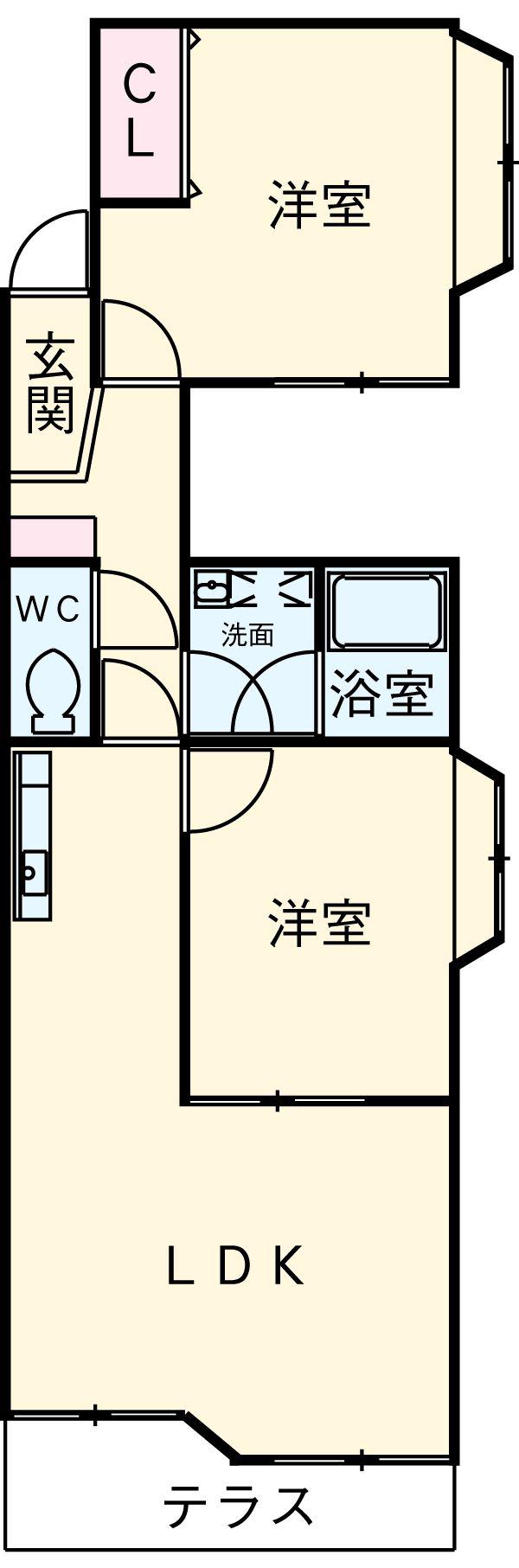 カメリアコーポ(2LDK/2階)の間取り写真