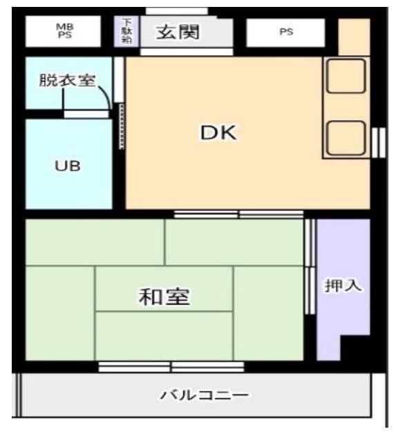 カネユーハイツ阿佐谷(1DK/5階)の間取り写真