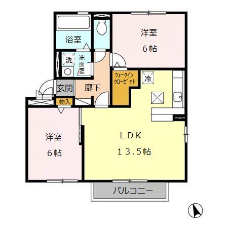 フリーデン(2LDK/1階)の間取り写真